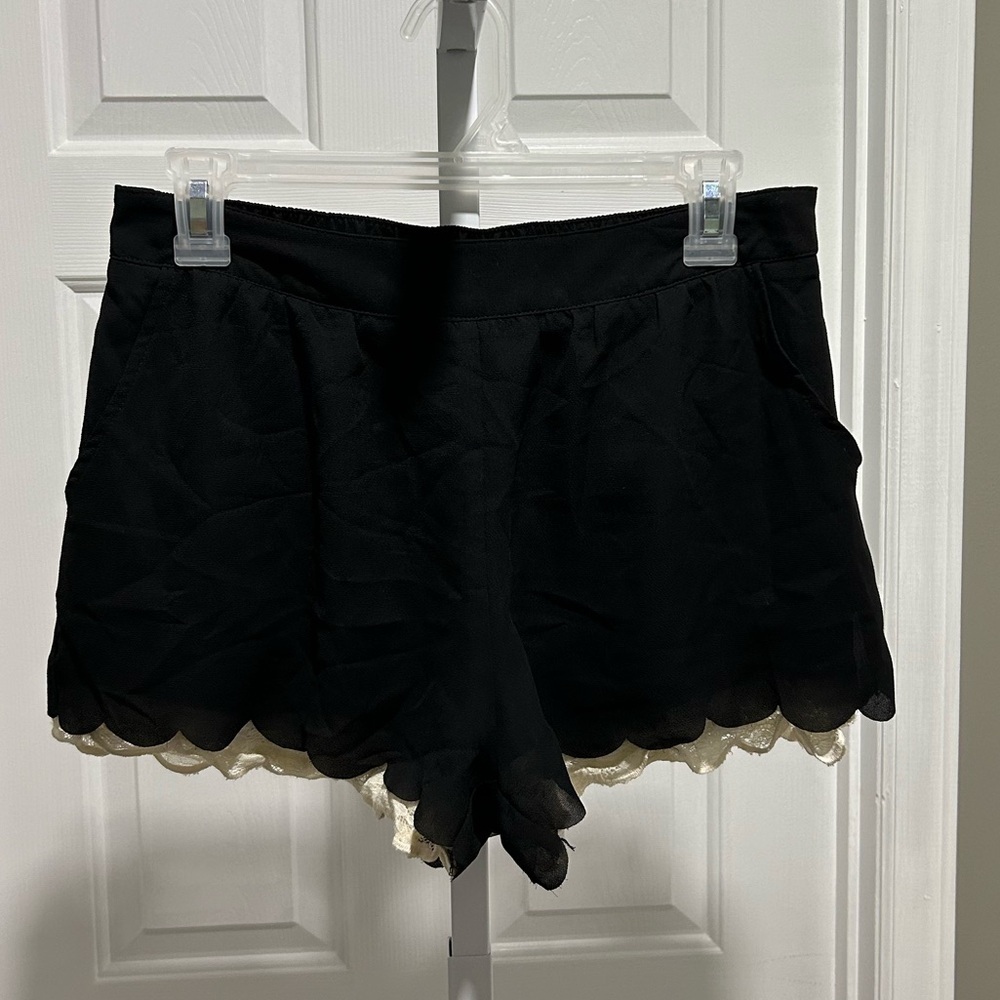 Mine Black Shorts with Crochet Trim